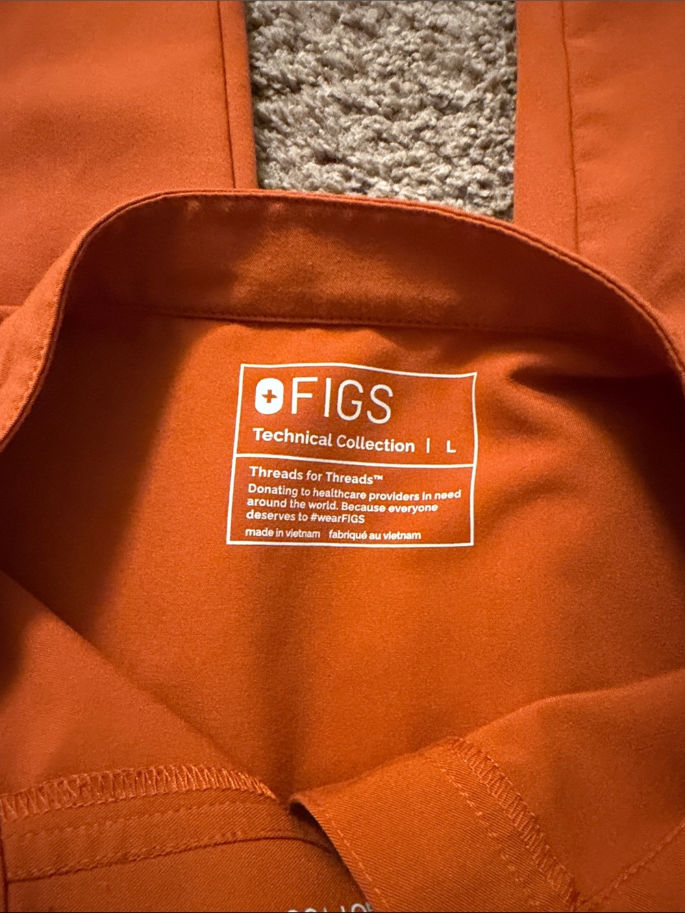Figs rusted orange Medical Jumpsuit with neon Pink Drawstring - Picture 2 of 2